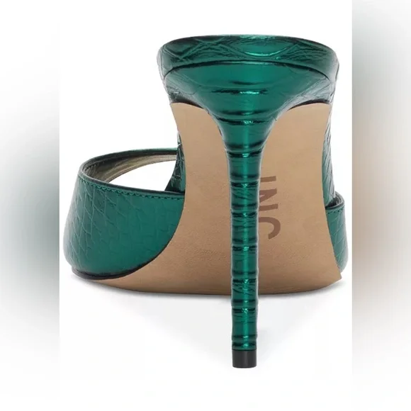 INC Emerald Snake Print Green and Gold Open-Toe Heels Sandals - Picture 3 of 8